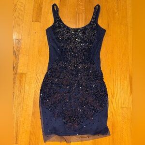 Adrianna Papell Midnight Beaded Mini Dress